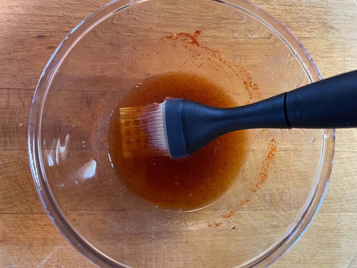 To make the glaze, mix together the honey, dijon mustard, smoked paprika and cider vinegar in a smal