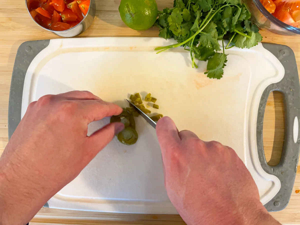 Chopping jalapeños
