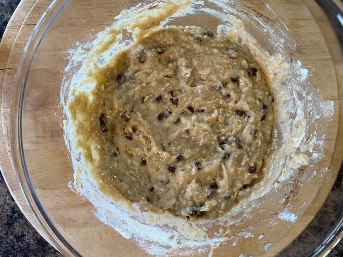 Completed banana muffin batter
