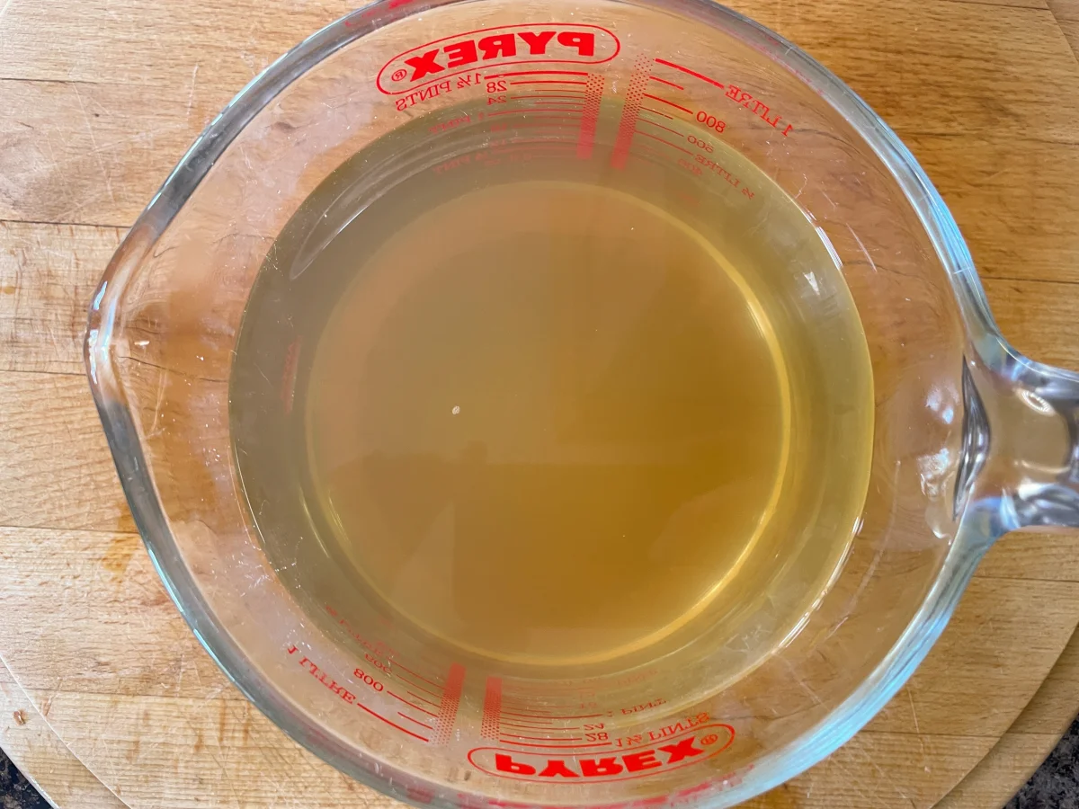 Completed dashi in a jug