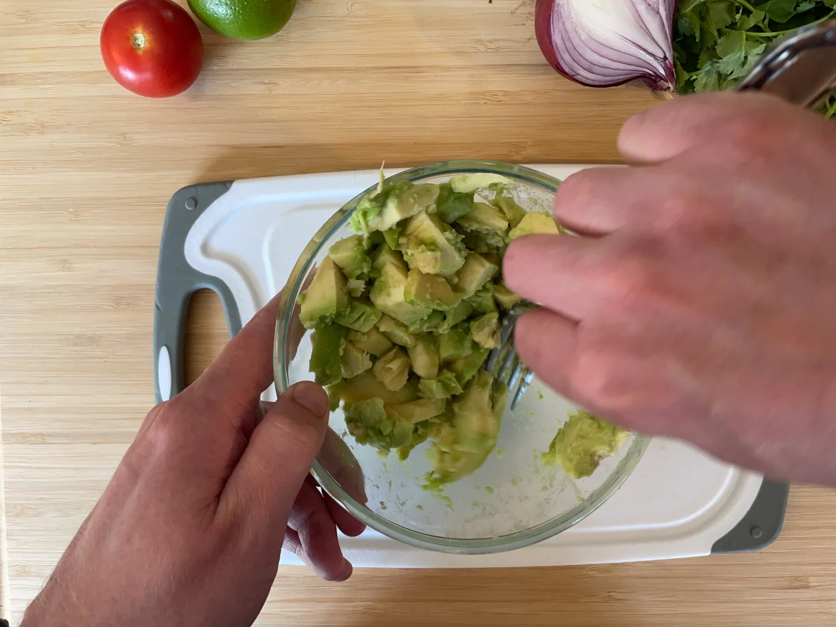Mashing avocado