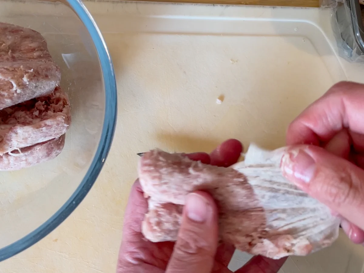 Removing sausage casing
