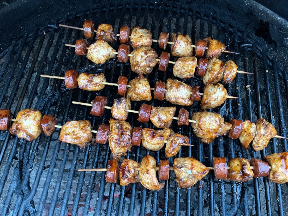 Skewers after being glazed