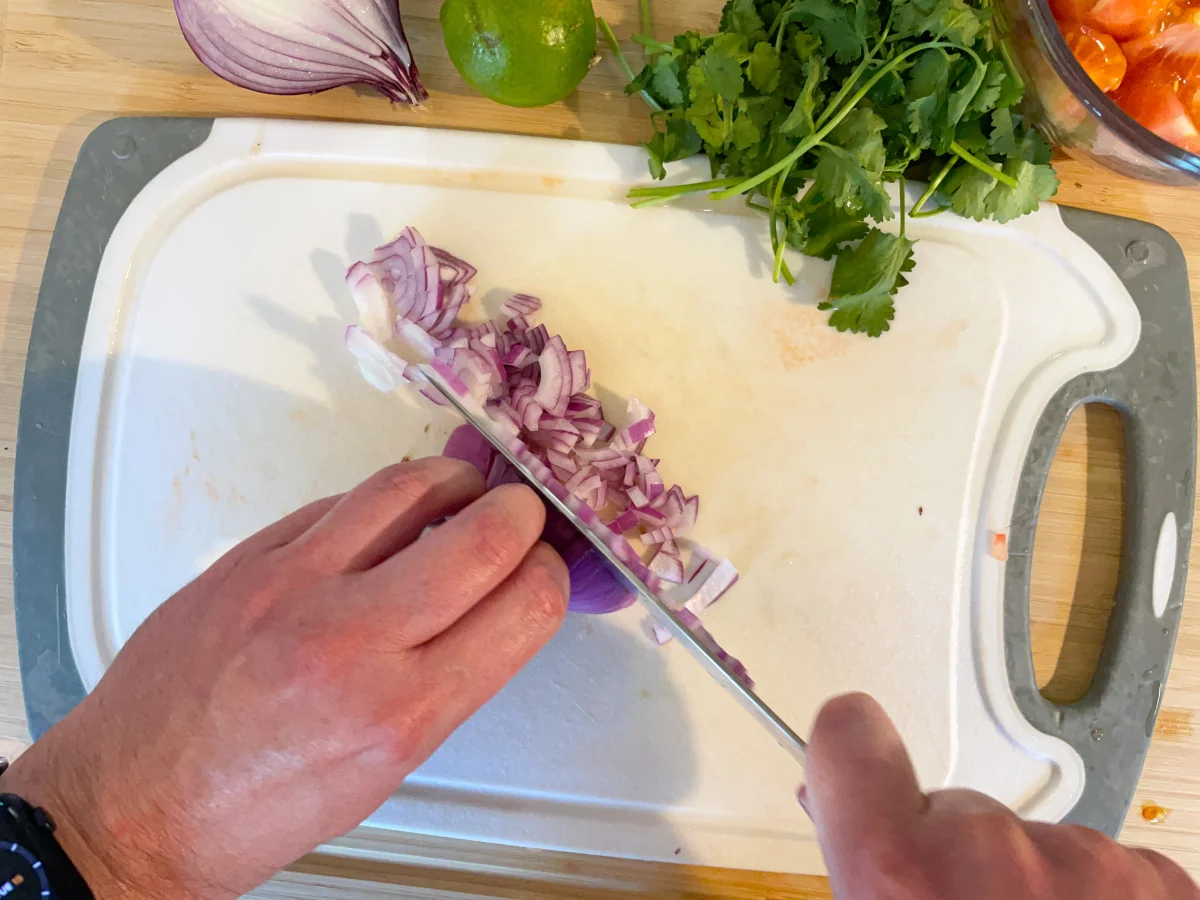Slicing across the onion