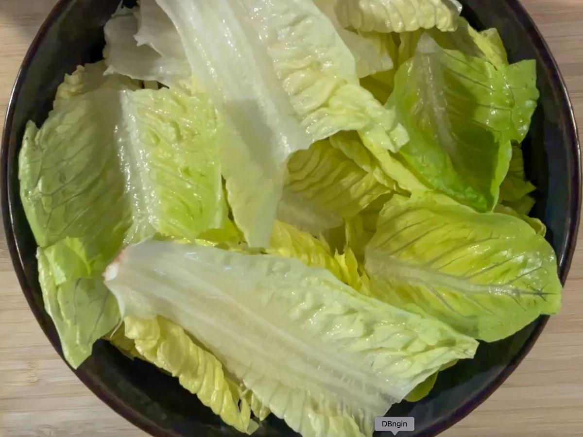 Torn romain lettuce